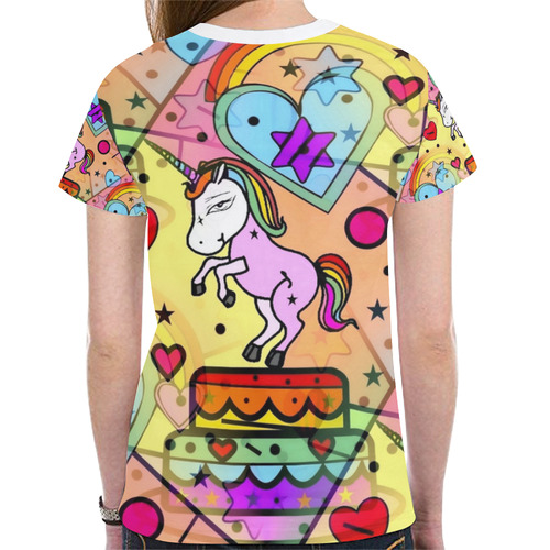 Unicorn Popart by Nico Bielow New All Over Print T-shirt for Women (Model T45)