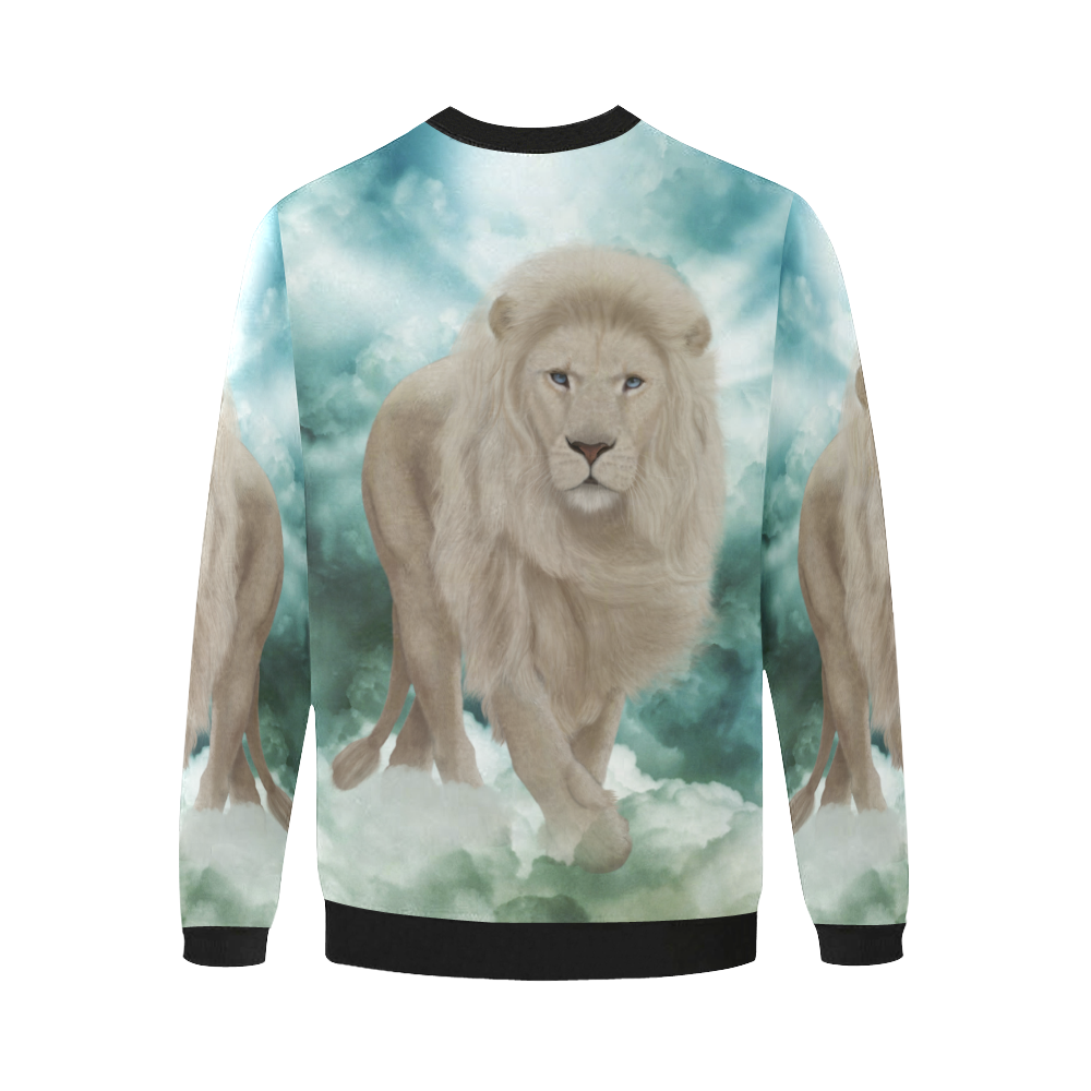 The white lion in the universe Men's Oversized Fleece Crew Sweatshirt/Large Size(Model H18)