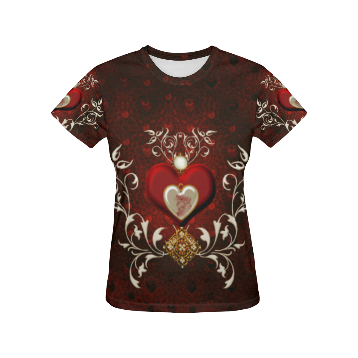 Valentine's day, wonderful hearts All Over Print T-Shirt for Women (USA Size) (Model T40)