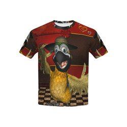 Funny parrot with summer hat Kids' All Over Print T-shirt (USA Size) (Model T40)