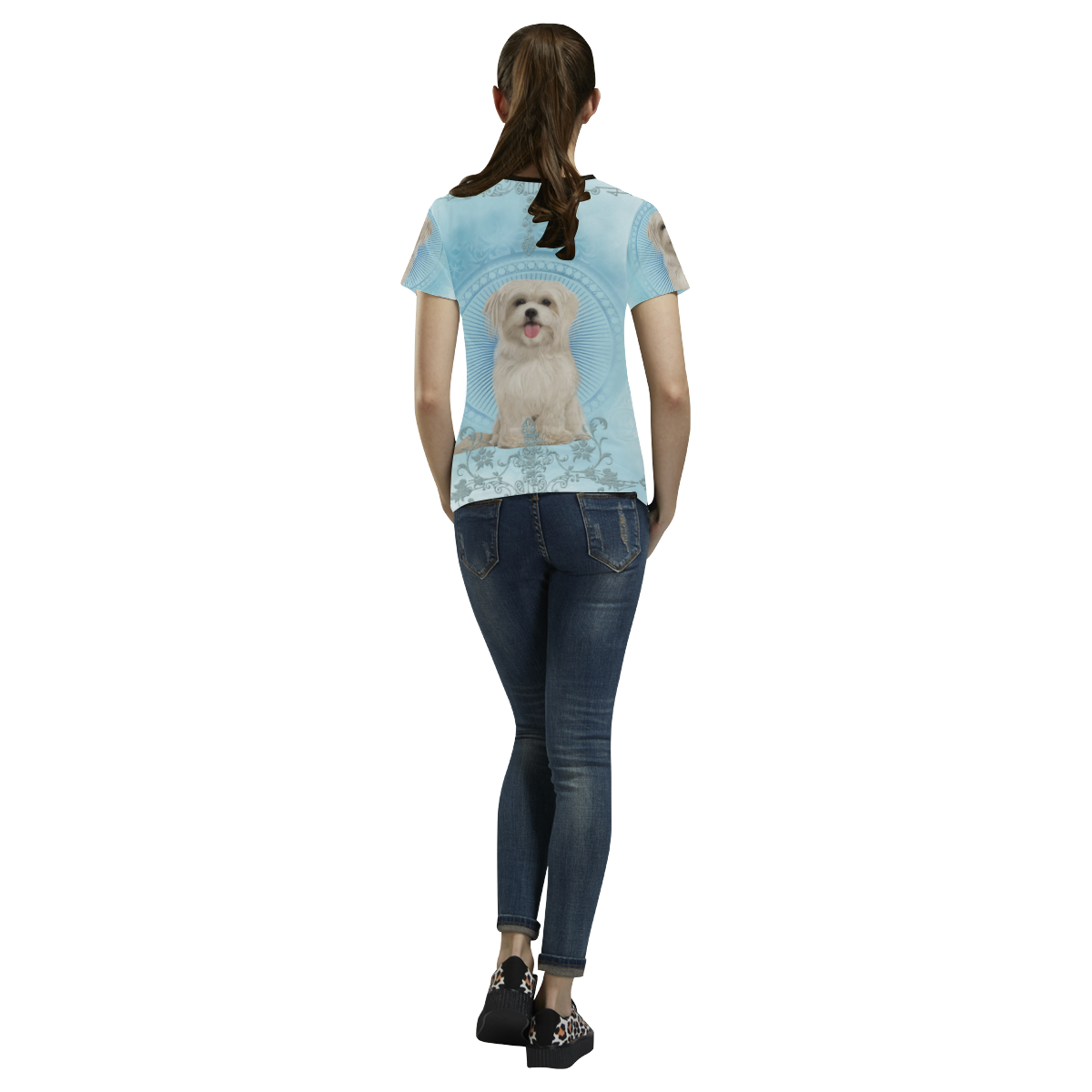 Cute havanese puppy All Over Print T-shirt for Women/Large Size (USA Size) (Model T40)