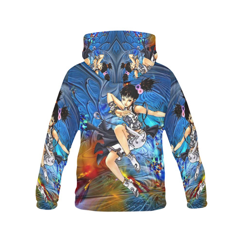 Kung Fu Anime Girl All Over Print Hoodie for Men/Large Size (USA Size) (Model H13)