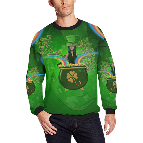 Happy St. Patrick's day Men's Oversized Fleece Crew Sweatshirt/Large Size(Model H18)