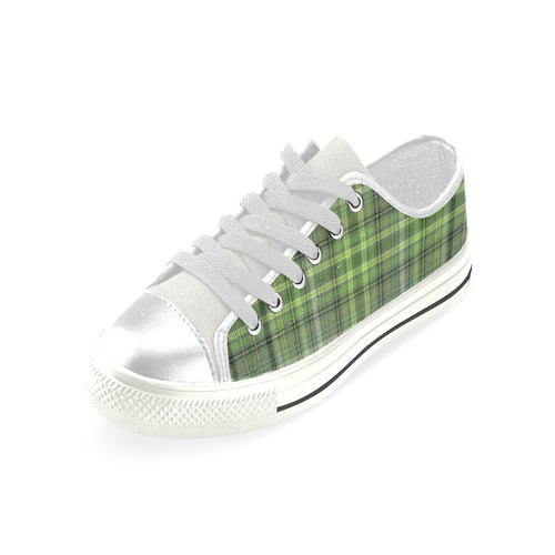Shades of Green Plaid Canvas Women's Shoes/Large Size (Model 018)