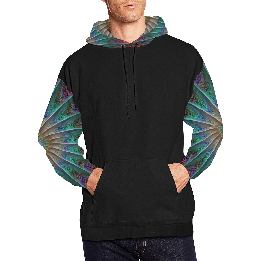 Fractal Colors Burst All Over Print Hoodie for Men/Large Size (USA Size) (Model H13)