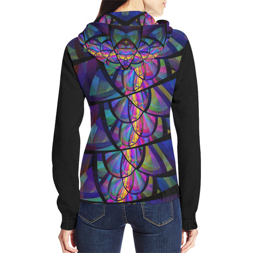Stained Glass All Over Print Full Zip Hoodie for Women (Model H14)