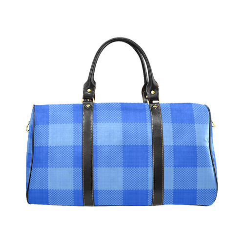 Soft Blue Plaid New Waterproof Travel Bag/Small (Model 1639)