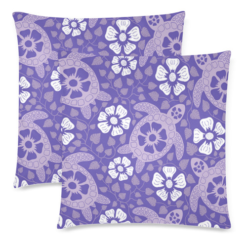 Purple Kauai Turtles Custom Zippered Pillow Cases 18"x 18" (Twin Sides) (Set of 2)