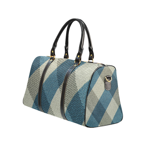 Turquoise Grey Plaid New Waterproof Travel Bag/Small (Model 1639)