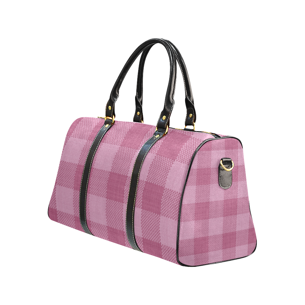 Rose Pink Plaid New Waterproof Travel Bag/Small (Model 1639)