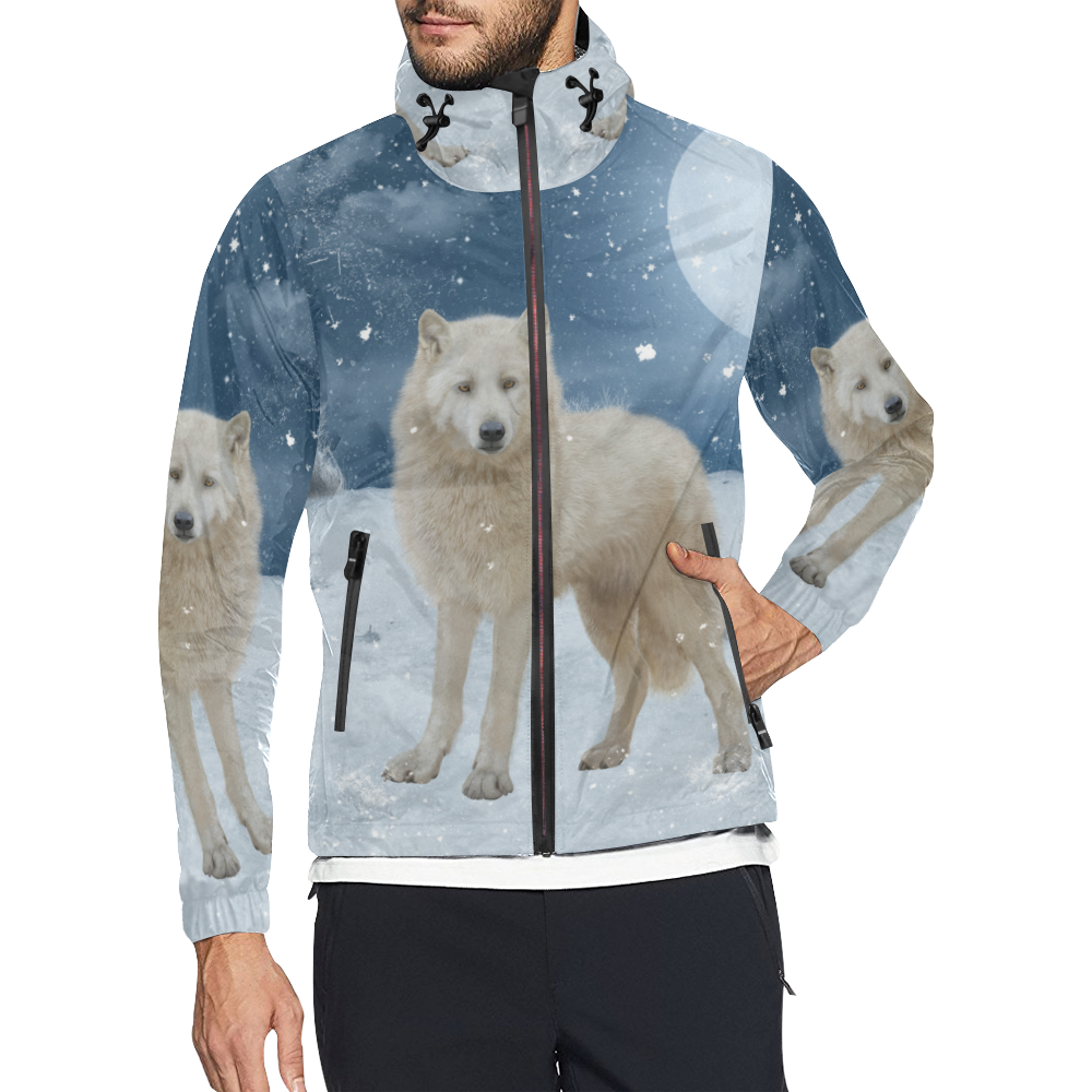 Awesome arctic wolf Unisex All Over Print Windbreaker (Model H23)