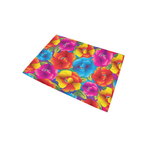 Neon Colored Floral Pattern Area Rug 5'3''x4'