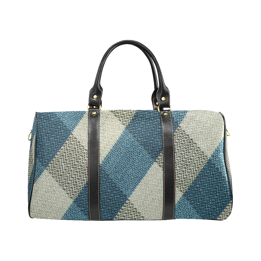 Turquoise Grey Plaid New Waterproof Travel Bag/Small (Model 1639)