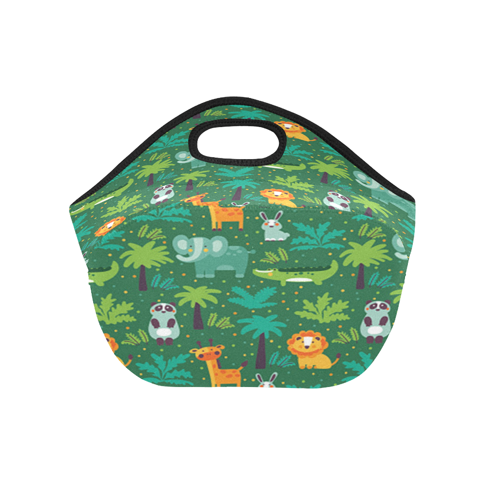 Wild Animals In Jungle Neoprene Lunch Bag/Small (Model 1669)