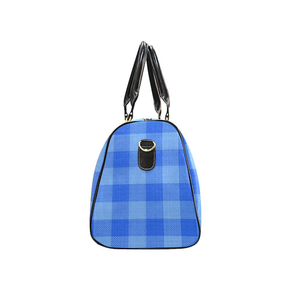 Soft Blue Plaid New Waterproof Travel Bag/Small (Model 1639)