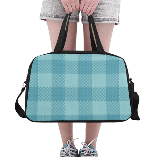Turquoise Plaid Fitness Handbag (Model 1671)