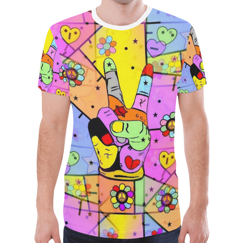 Peace Popart by Nico Bielow New All Over Print T-shirt for Men (Model T45)