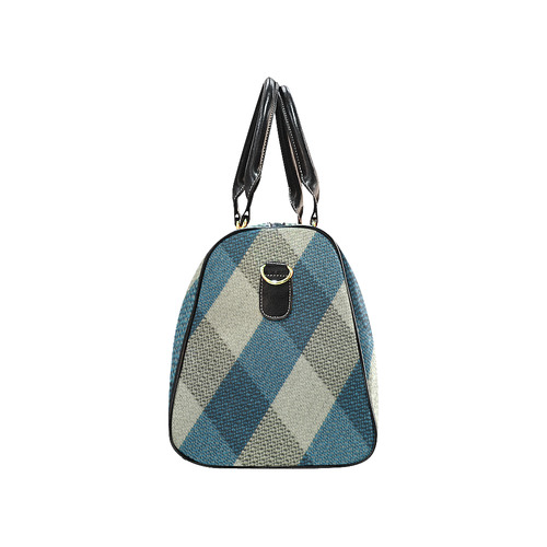 Turquoise Grey Plaid New Waterproof Travel Bag/Small (Model 1639)