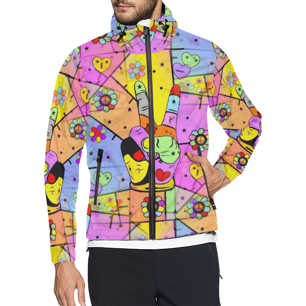 Peace Popart by Nico Bielow Unisex All Over Print Windbreaker (Model H23)