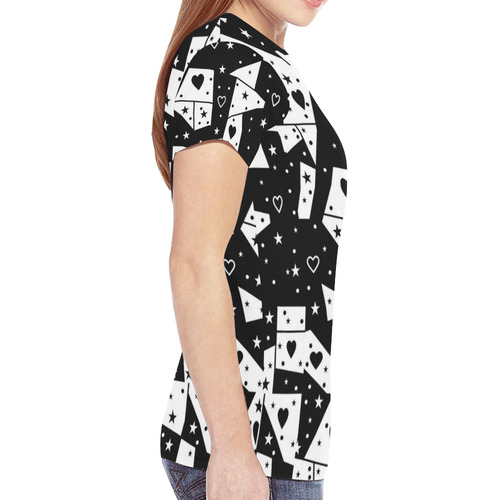 Black and White Popart by Nico Bielow New All Over Print T-shirt for Women (Model T45)