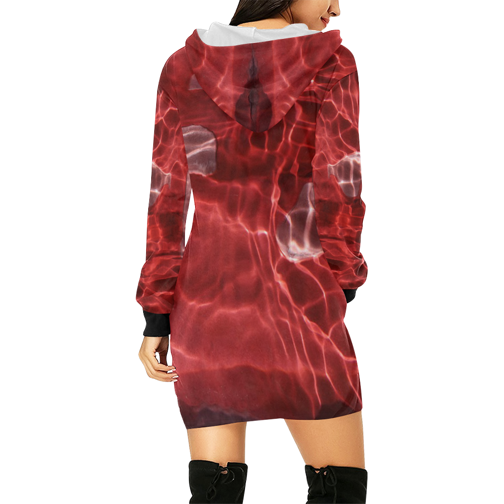 Red River All Over Print Hoodie Mini Dress (Model H27)