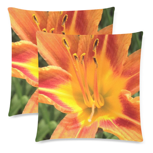Tiger Lilly Custom Zippered Pillow Cases 18"x 18" (Twin Sides) (Set of 2)