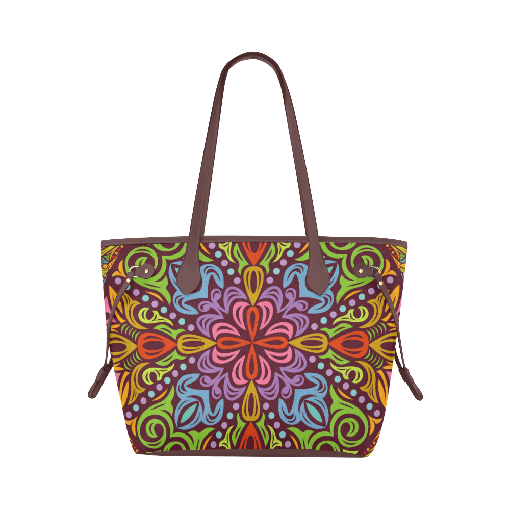 Colorful Mandala Design Clover Canvas Tote Bag (Model 1661)