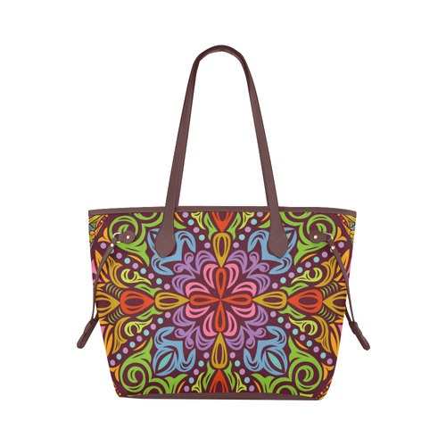 Colorful Mandala Design Clover Canvas Tote Bag (Model 1661)
