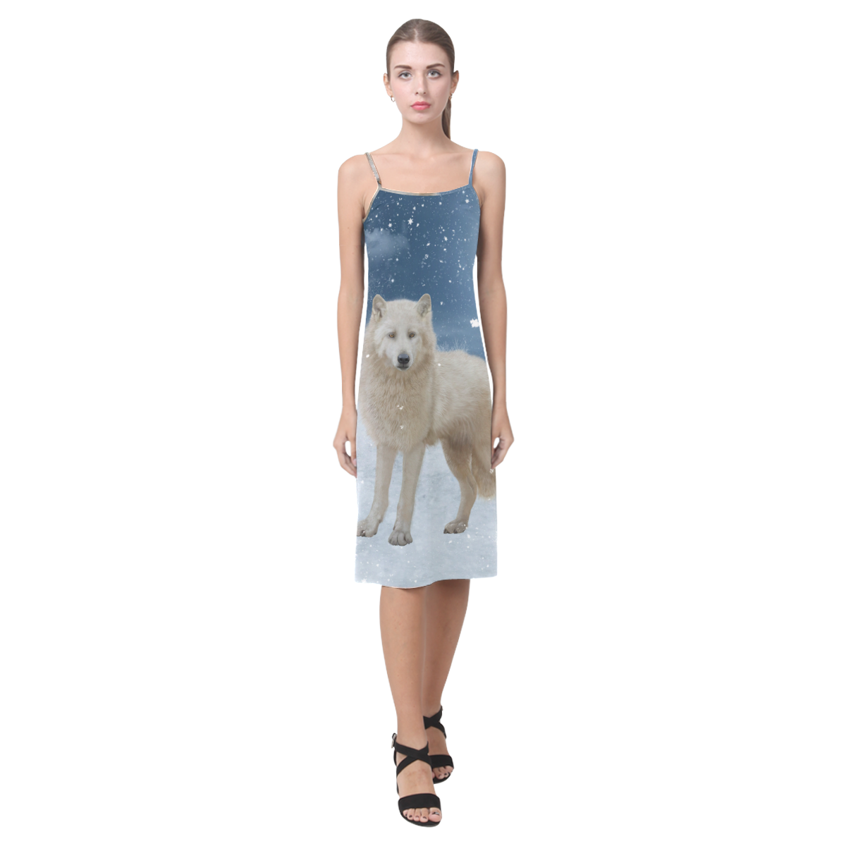 Awesome arctic wolf Alcestis Slip Dress (Model D05)