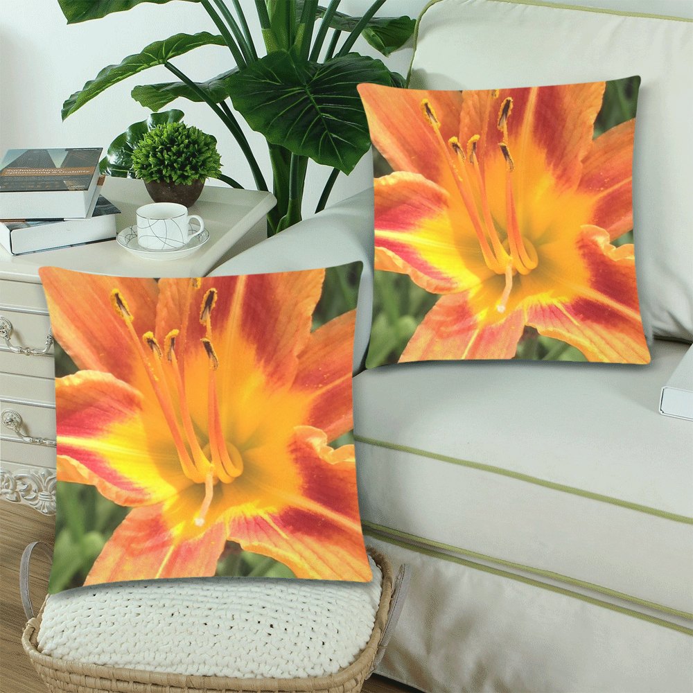 Tiger Lilly Custom Zippered Pillow Cases 18"x 18" (Twin Sides) (Set of 2)