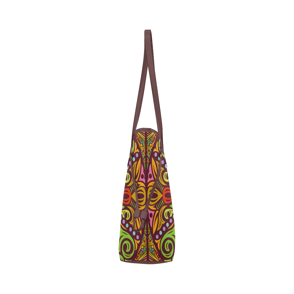 Colorful Mandala Design Clover Canvas Tote Bag (Model 1661)