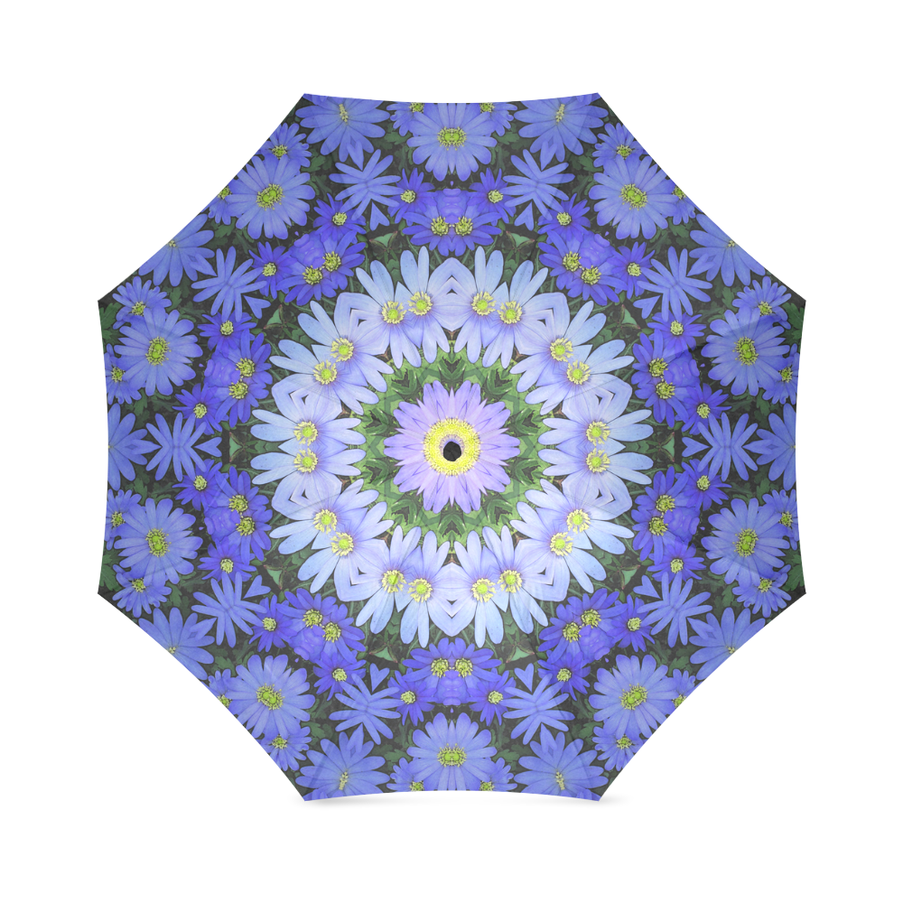 Blue daisies caleidoscope photo print Foldable Umbrella (Model U01)