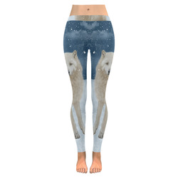 Awesome arctic wolf Women's Low Rise Leggings (Invisible Stitch) (Model L05)