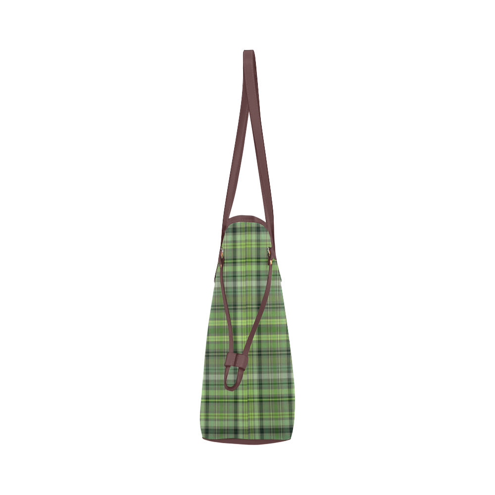 Shades of Green Plaid Clover Canvas Tote Bag (Model 1661)