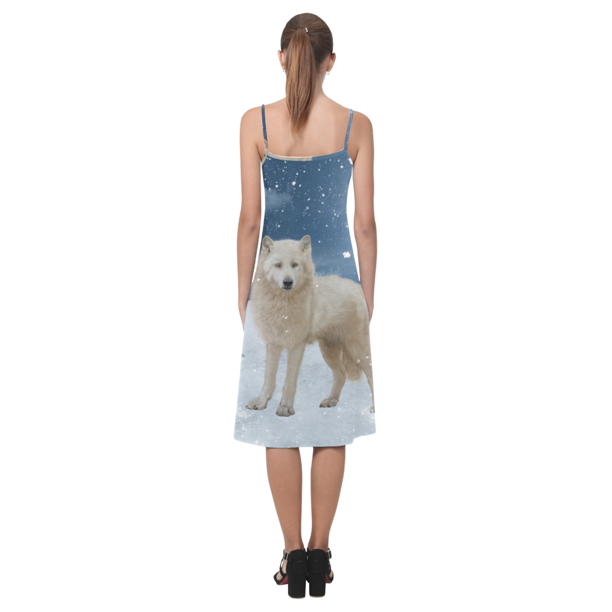 Awesome arctic wolf Alcestis Slip Dress (Model D05)