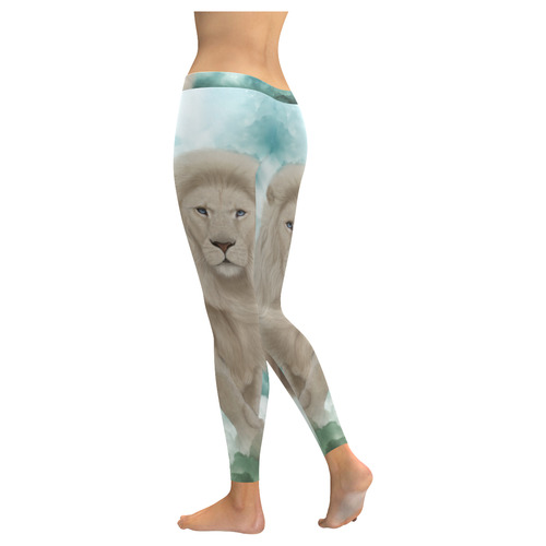 The white lion in the universe Women's Low Rise Leggings (Invisible Stitch) (Model L05)