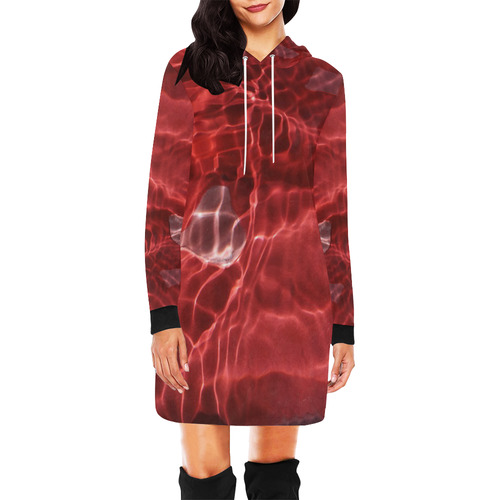 Red River All Over Print Hoodie Mini Dress (Model H27)