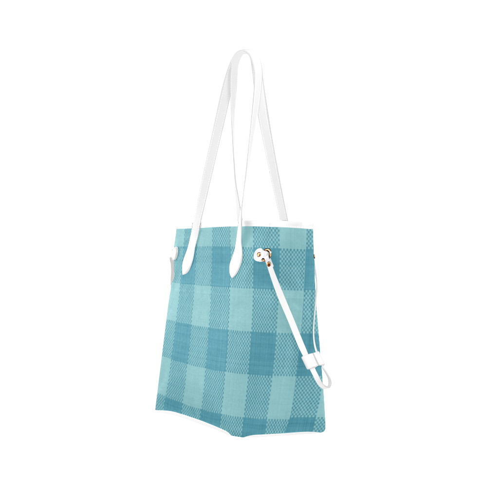 Turquoise Plaid Clover Canvas Tote Bag (Model 1661)