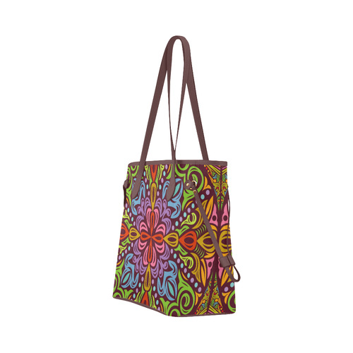 Colorful Mandala Design Clover Canvas Tote Bag (Model 1661)