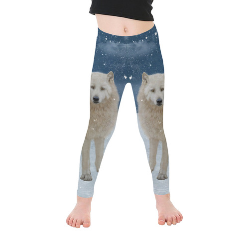 Awesome arctic wolf Kid's Ankle Length Leggings (Model L06)