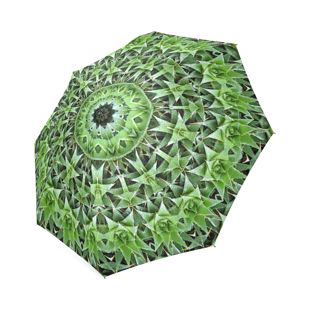 Green cacti caleidoscope photo print Foldable Umbrella (Model U01)