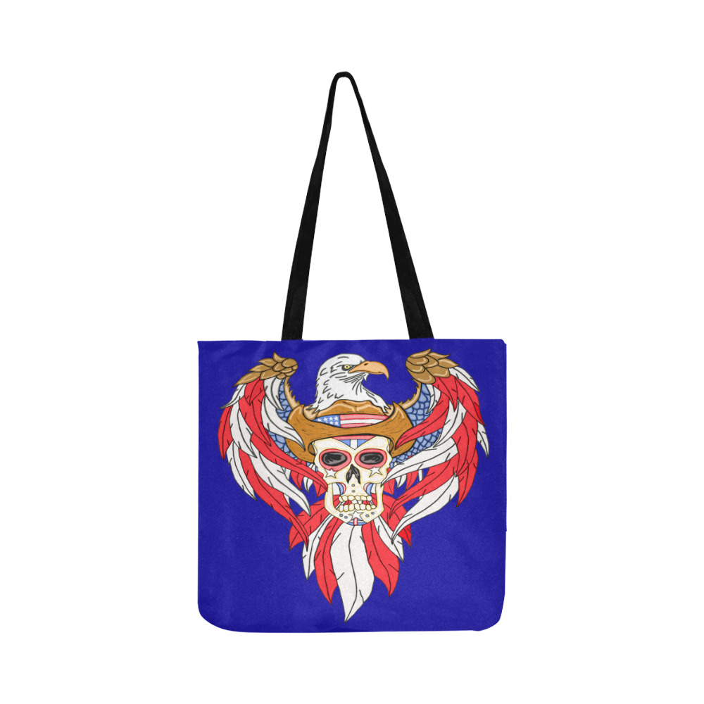 American Eagle Sugar Skull Blue Reusable Shopping Bag Model 1660 (Two sides)