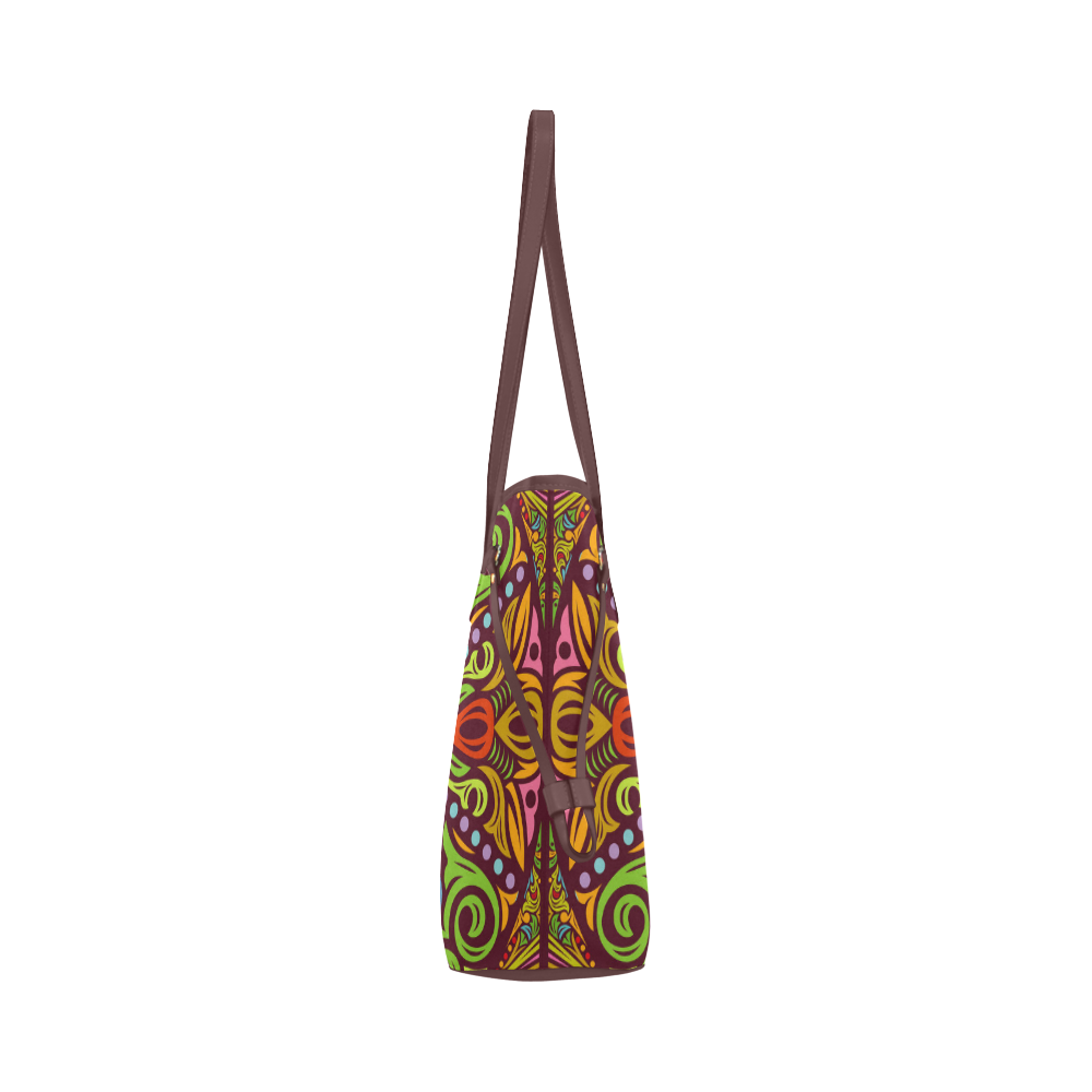 Colorful Mandala Design Clover Canvas Tote Bag (Model 1661)