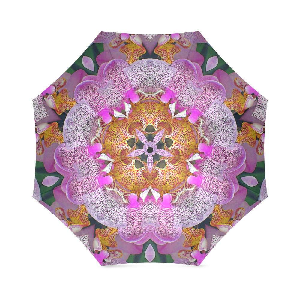 Pink orchids caleidoscope photo print Foldable Umbrella (Model U01)