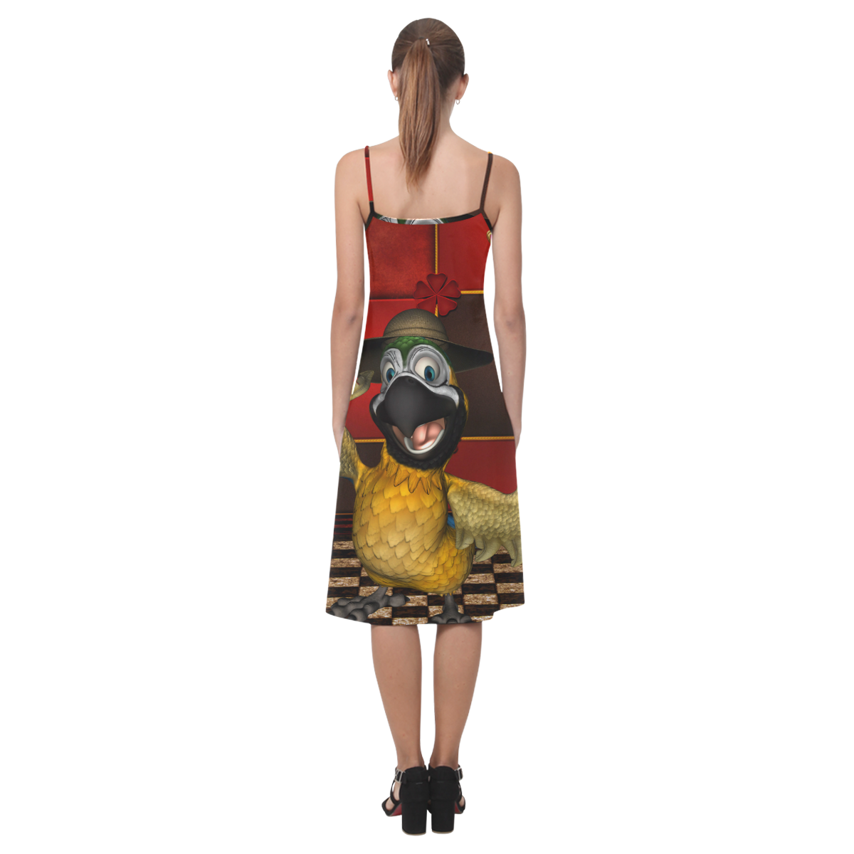 Funny parrot with summer hat Alcestis Slip Dress (Model D05)