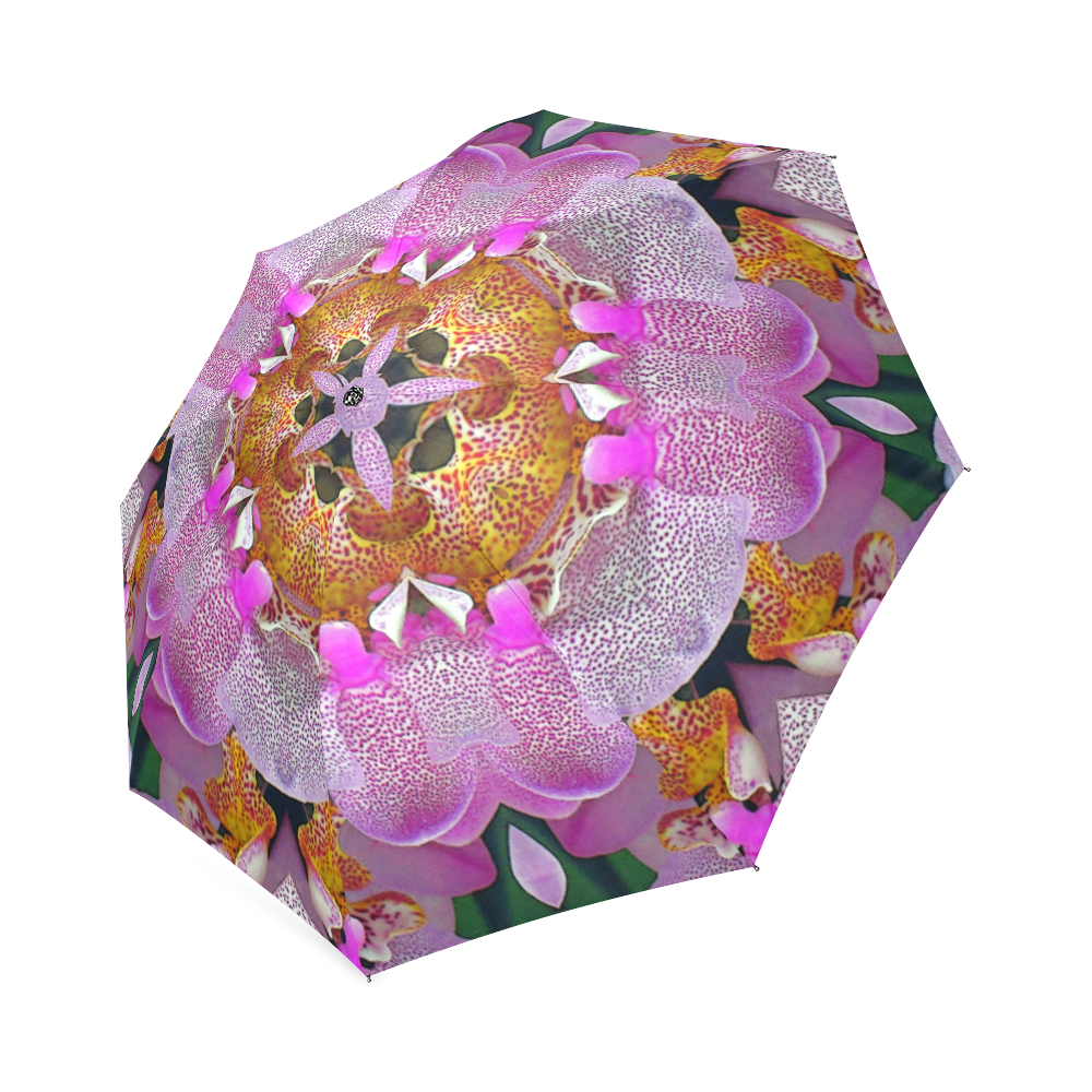 Pink orchids caleidoscope photo print Foldable Umbrella (Model U01)