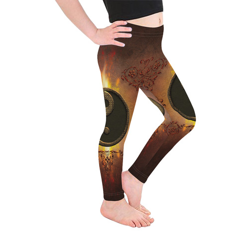 The sign ying and yang Kid's Ankle Length Leggings (Model L06)