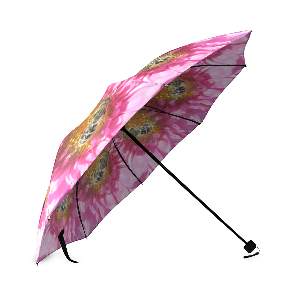 Bees on a pink Dahlia bloom caleidoscope photo print Foldable Umbrella (Model U01)