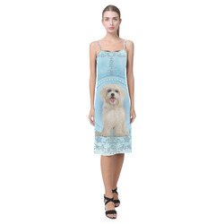 Cute havanese puppy Alcestis Slip Dress (Model D05)