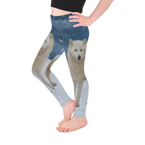 Awesome arctic wolf Kid's Ankle Length Leggings (Model L06)